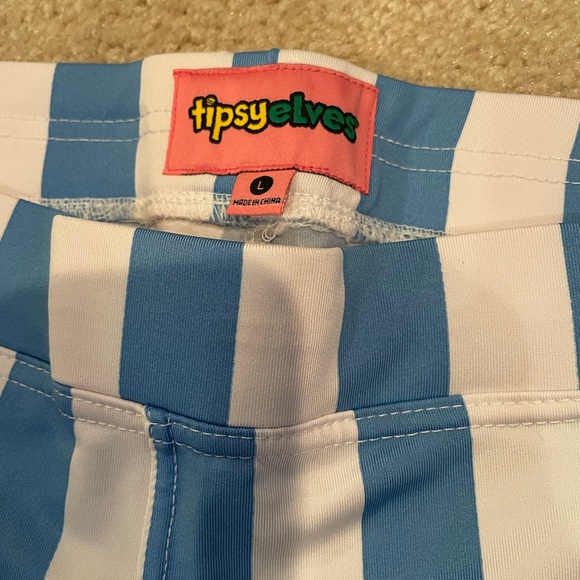 NWT Tipsy Elves Woman’s Striped Argentina Leggings Size L - Picture 3 of 3